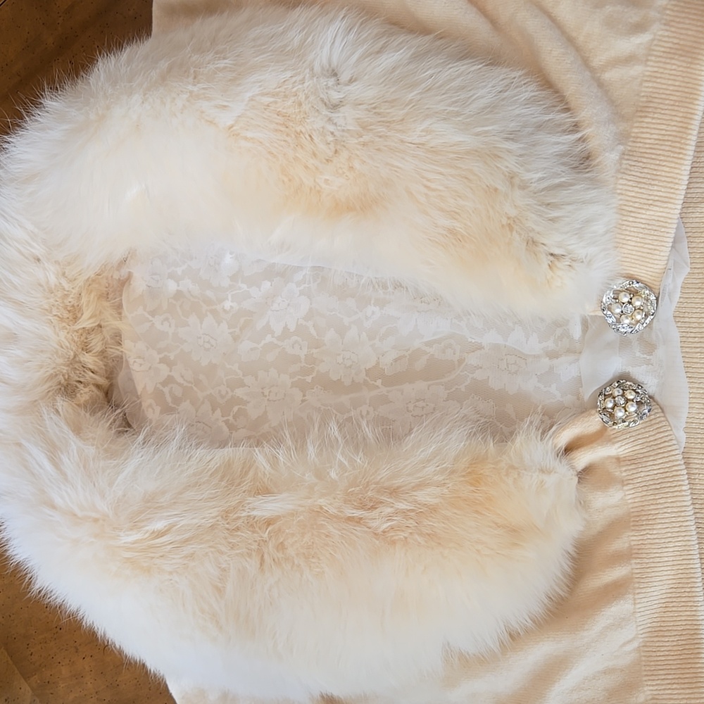 Vintage Cashmere and Artic Fox Fur Collar Sweater M - Picture 7 of 12